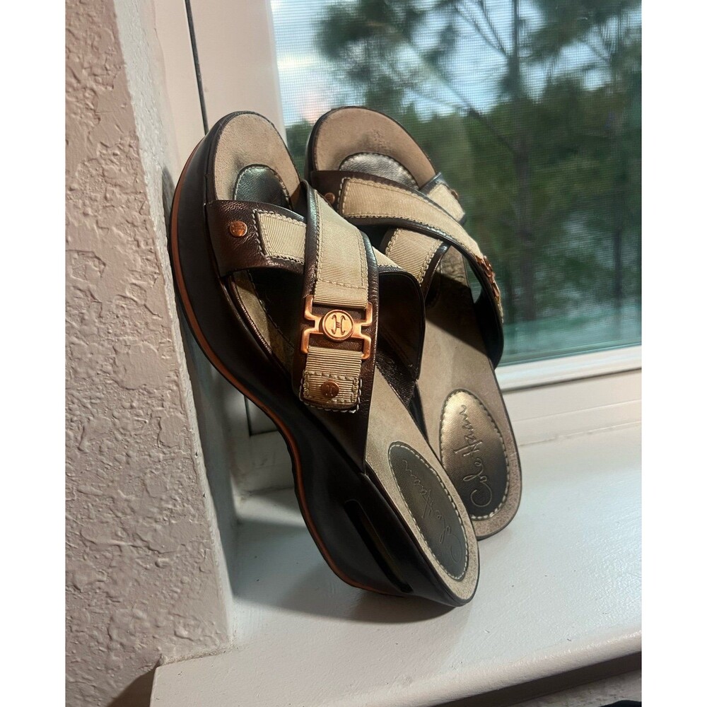 Cole Haan Nike Air Metallic Wedge Sandals in Tan & Brown Women’s Size 7.5 - Picture 6 of 10